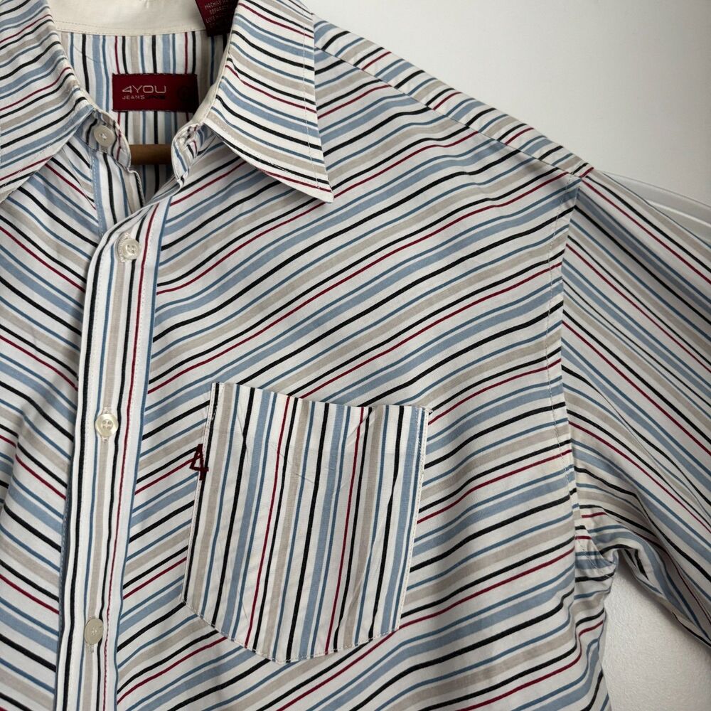 4YOU jeans JNS Men's stripped long sleeve button down - L